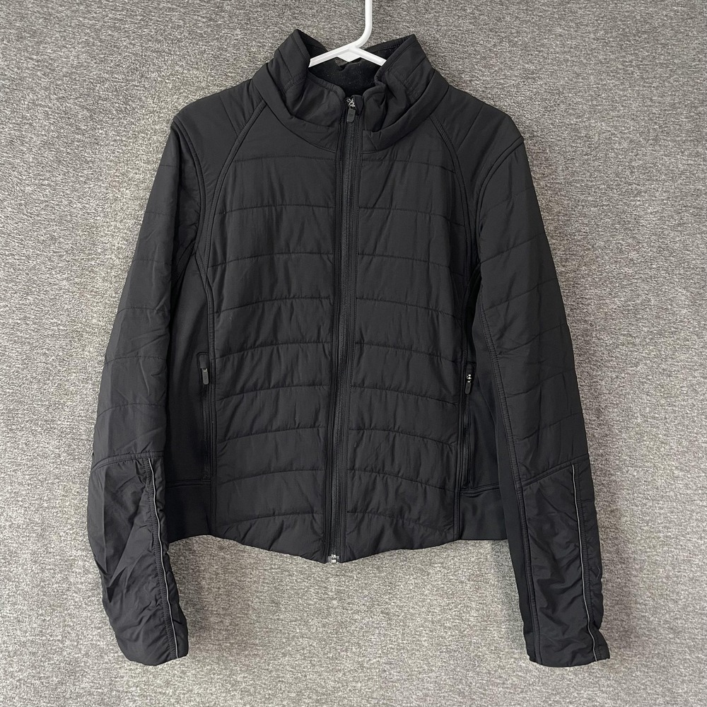 Lululemon Push Your Pace Jacket Womens 12 Black Insulated Zip Running Athletic‎